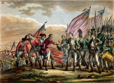 La reddition du général John Burgoyne à la bataille de Saratoga, 7 octobre 1777, gravée par Godefroy - Fauvel